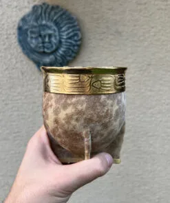 Mate imperial bañado en oro en cuero crudo