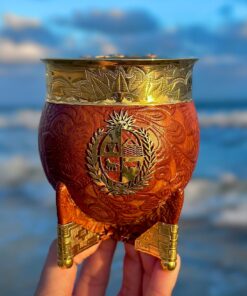 Mate imperial con base bañado en oro 24 K