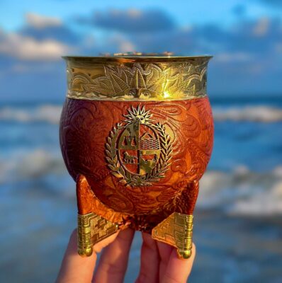 Mate imperial con base bañado en oro 24 K